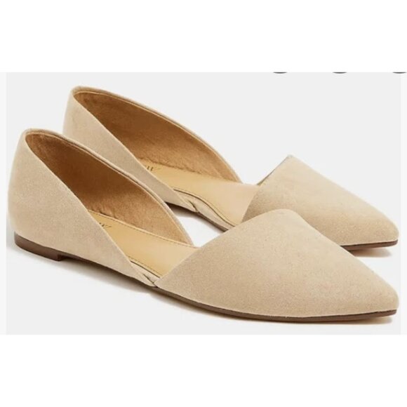 J. CREW Zoe Suede D'Orsay Flats Shoes in Tan Neutral Quiet Luxury - Size US 8 - Picture 1 of 12